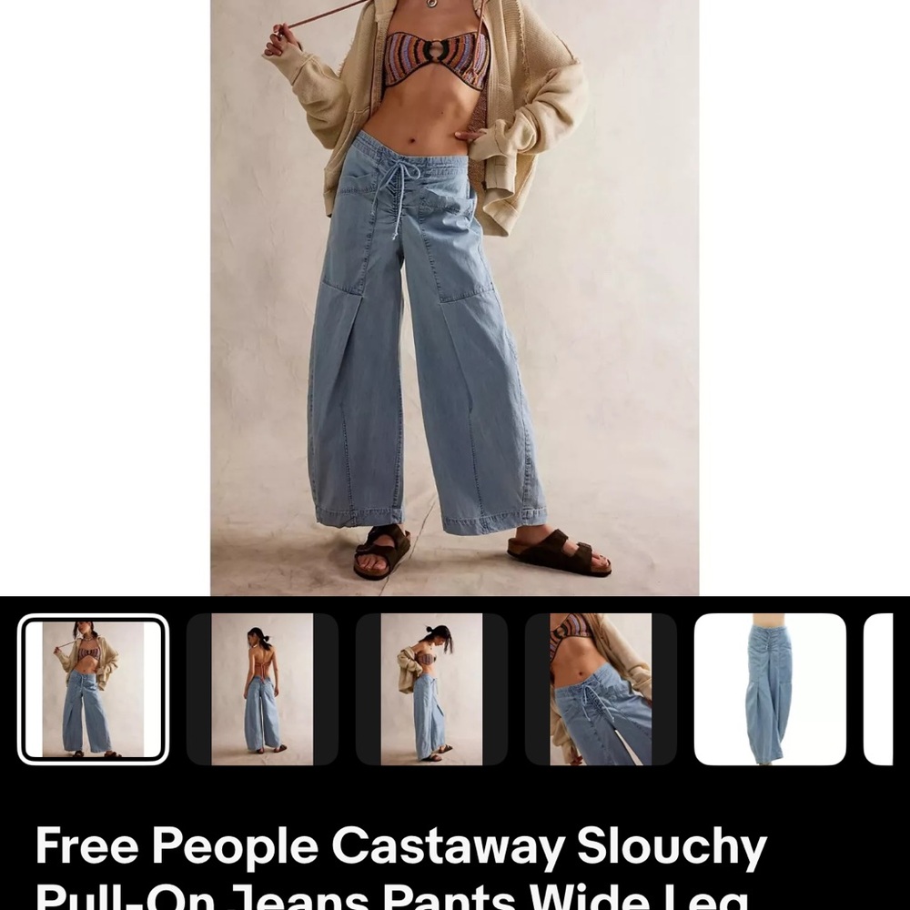 Free People Slouchy Wide Leg Castaway jeans NWOT, SOLD OUT ONLINE